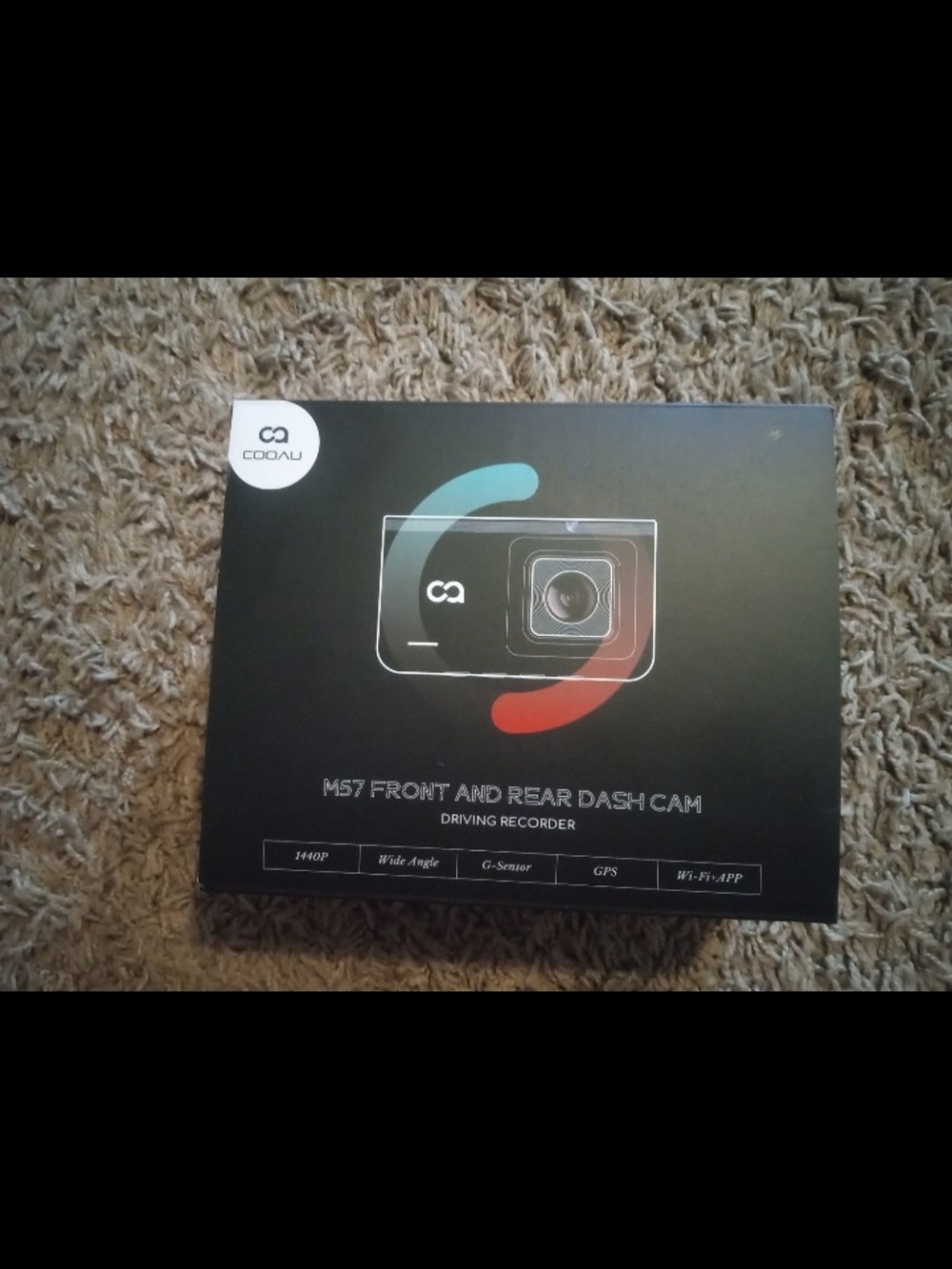 COOAU M57 Front and Rear Dash Cam - Black with Teal & Red Accents